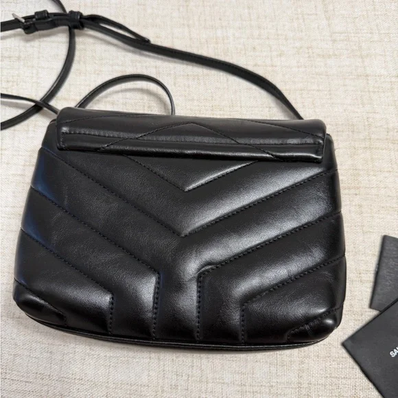 SAINT LAURENT Toy Loulou Calfskin Y Quilted Monogram Crossbody Bag - Picture 14 of 16